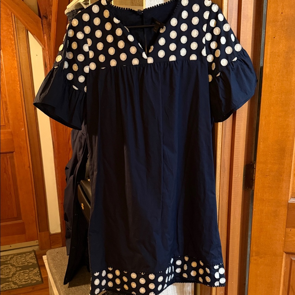J. Crew Midnight Blue Dress with Cream Dots - Picture 5 of 5